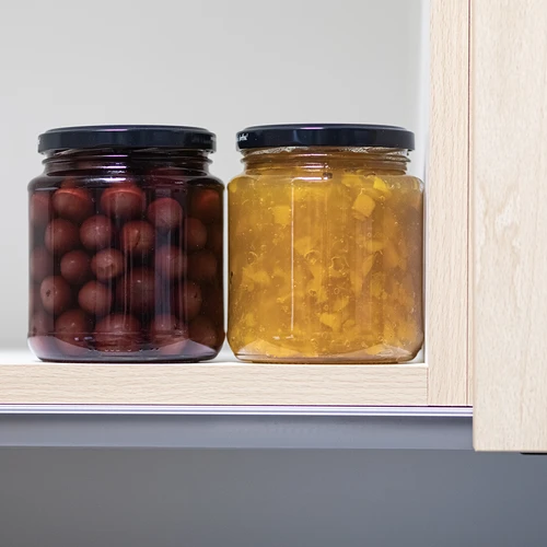 Frasco twist-off, "barrigudinho" 580 ml com tampa preta fi 82/6, 6 un. - 8