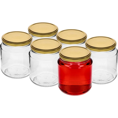 Frasco twist-off, gordinho 580ml com tampa dourada fi82/6, 6 peças. - 2
