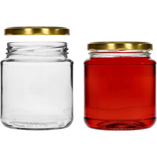 Frasco twist-off, gordinho 580ml com tampa dourada fi82/6, 6 peças. - 3