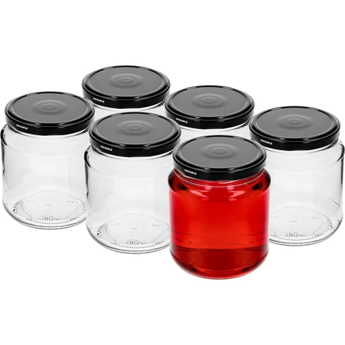 Frasco twist-off, grosso 580ml com tampa preta fi 82/6, 6 peças - 2