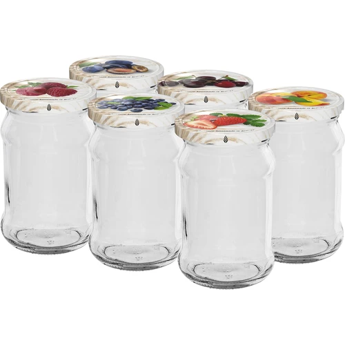 Frascos 300 ml com tampa colorida fi 66 - 6 unid.  - 1 
