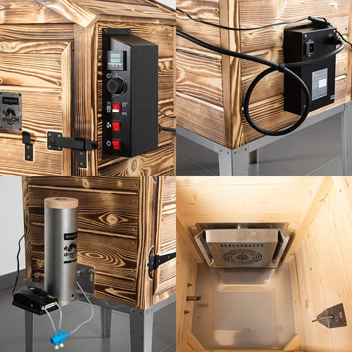 Fumador 115 L dragON Wood 60E — em madeira a lenha, com módulo de aquecimento elétrico e controlador - 4