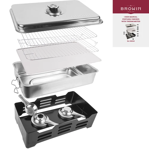 Fumador portátil com termómetro e aparas de madeira de árvores de fruto - 5