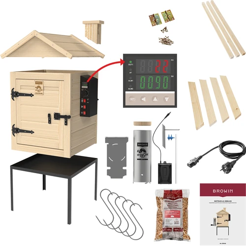 Fumeiro 115 L dragON Wood 60E em madeira, com módulo de aquecimento elétrico e controlador