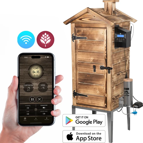 Fumeiro com Wi‑Fi, 200 L - dragON WOOD 100IQ com módulo elétrico de aquecimento e controlador, a lenha