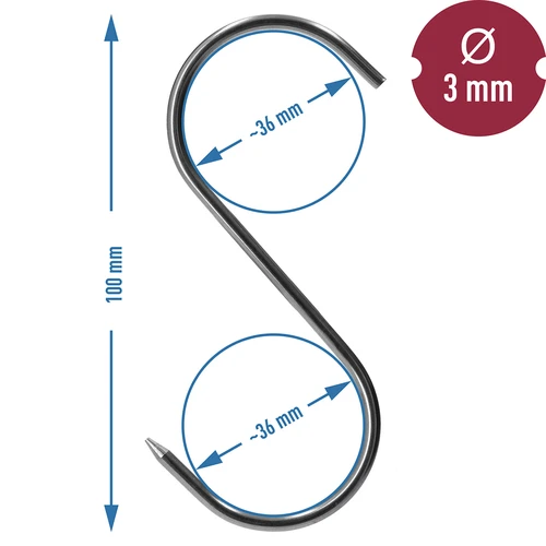 Ganchos para defumação - S, afiados, 3mm x 100mm 5 peças - 6