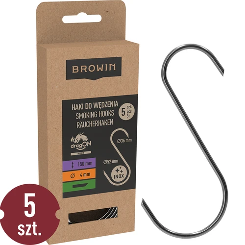 Ganchos para defumação - S, cortados a 45° 4mm x 150mm 5 peças  - 1 