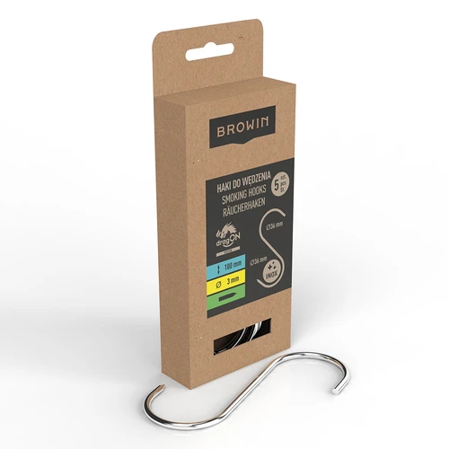 Ganchos para fumagem – em S, pontas afiadas, 3 mm x 100 mm, 5 un. - 2