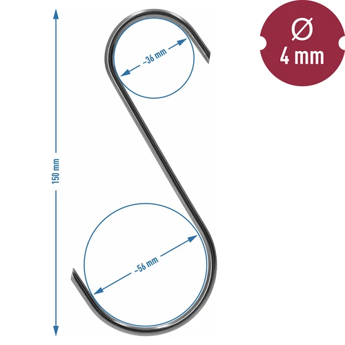 Ganchos para fumagem — S, pontas cortadas a 45°, 4 mm x 150 mm, 5 unid. - 6