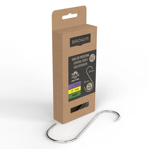 Ganchos para fumeiro - em S, ponta cortada a 45°, 3 mm x 150 mm, 5 un. - 2