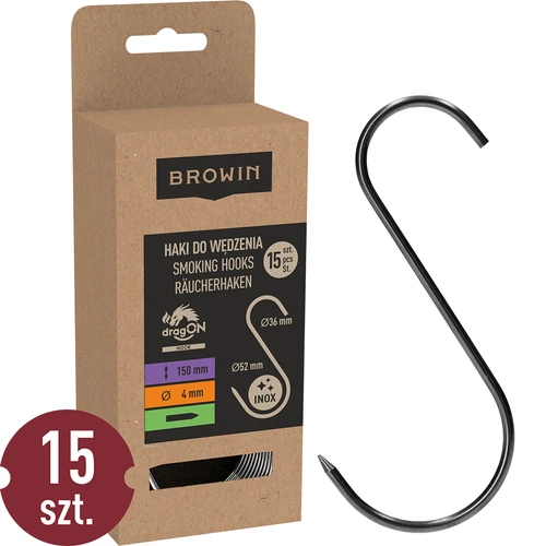 Ganchos para fumeiro - tipo S, afiados, 4 mm x 150 mm, 15 unid.