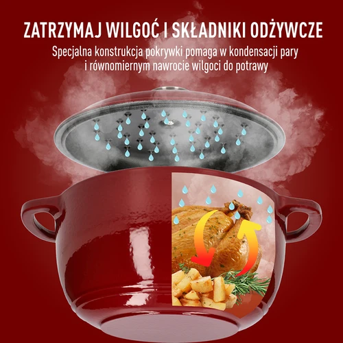 Garnek żeliwny emaliowany - bordowy, 4 L - 6