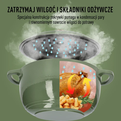Garnek żeliwny emaliowany - szałwiowy, 4L - 6