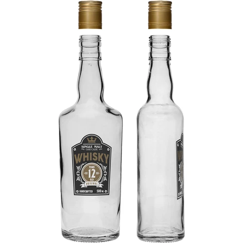 Garrafa 0,5 L com tampa e impressão a 2 cores Whisky - 4 unid. - 4