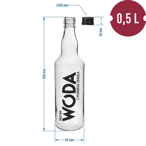 Garrafa 0,5 L com tampa e impressão Água Forte - 4