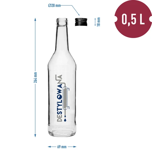 Garrafa 0,5 L com tampa e impressão Destilada - 4 unid. - 7
