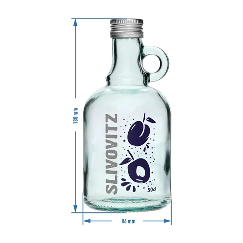 Garrafa 0,5 L com tampa e impressão em 2 cores Slivovitz - 4 peças - 7