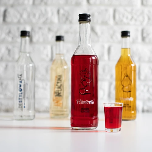 Garrafa 0,5 L com tampa e impressão Licor de Cereja - 4 unid. - 9