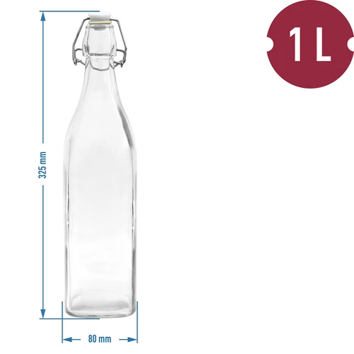 Garrafa 1 L com fecho hermético - quadrada - 2