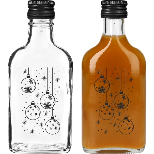 Garrafa tipo cantil 200 ml com tampa de rosca, impressão 'Bolas de Natal', 1 un. - 2