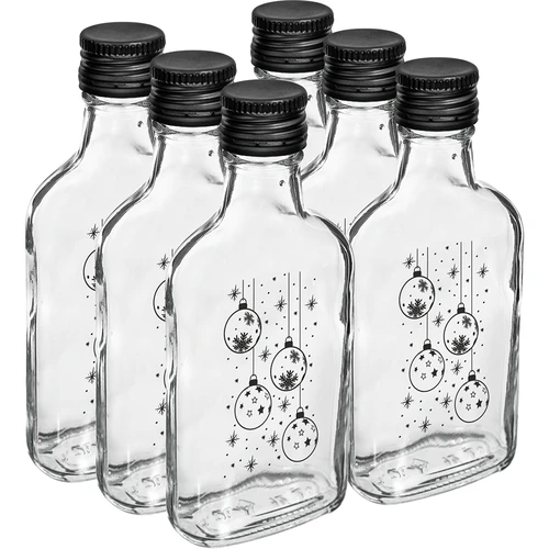 Garrafa tipo cantil 200 ml com tampa de rosca, impressão 'Bolas de Natal', 1 un. - 4