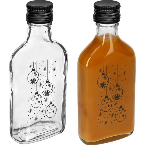 Garrafa tipo cantil 200 ml com tampa de rosca, impressão 'Bolas de Natal', 1 un. - 3