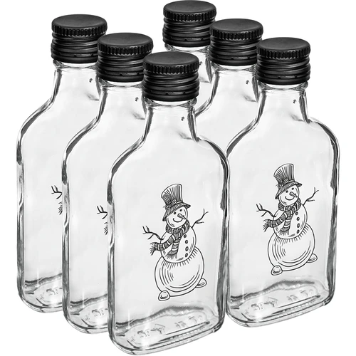 Garrafa 200 ml com tampa de rosca, impressão Natalícia Boneco de Neve, 6 unid. - 4