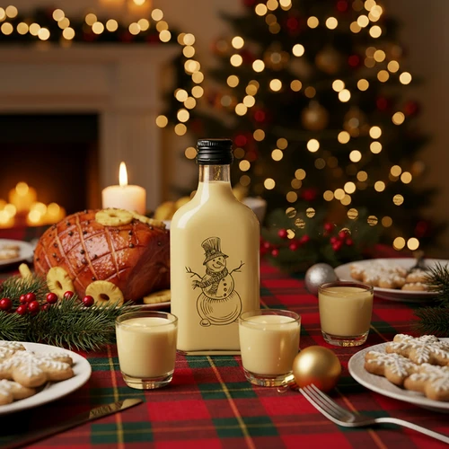 Garrafa 200 ml com tampa de rosca, impressão Natalícia Boneco de Neve, 6 unid. - 6