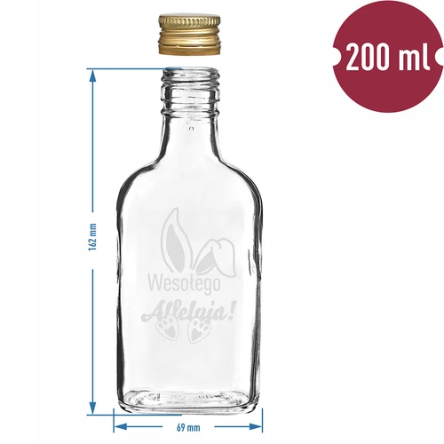 Garrafa 200 ml com tampa de rosca, impressão Orelhas de Coelho, 6 unidades - 6