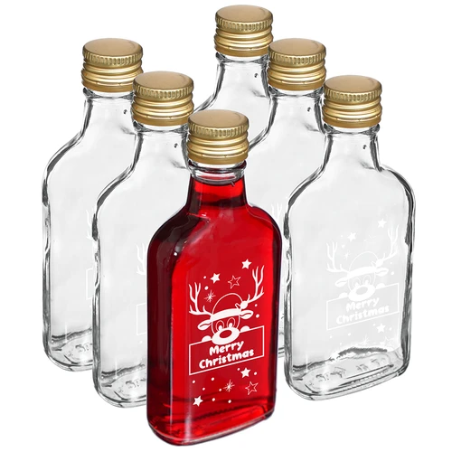 Garrafa 200 ml com tampa, impressão de Rena Natalina, 6 peças.  - 1 