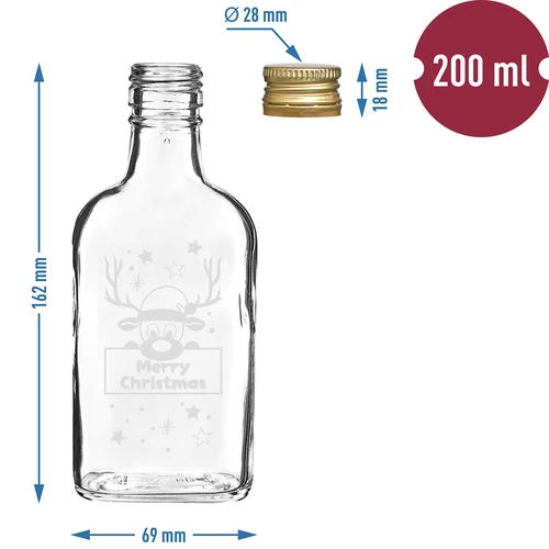 Garrafa 200 ml com tampa, impressão de Rena Natalina, 6 peças. - 5