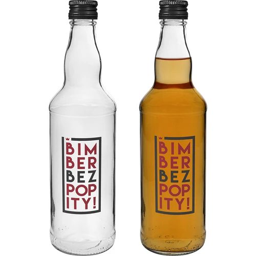 Garrafa 500 ml com tampa de rosca e impressão a 2 cores 'Bimber Bez Popity' - 4 unid. - 6