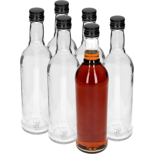 Garrafa 500 ml Esguia, com tampa preta, para vodka, 6 unid. - 2