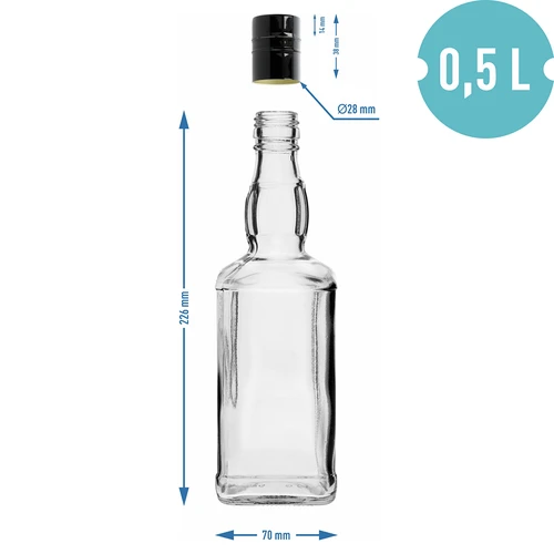 Garrafa Daniels 500 ml com tampa de rosca, 1 un. - 6