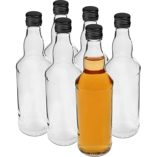 Garrafa de 500 ml para vodka, com tampa de rosca preta, 6 unidades - 3