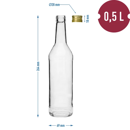 Garrafa de 500 ml para vodka, reta, com tampas de rosca - 8 unidades - 7