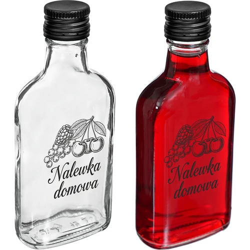 Garrafa tipo frasco de bolso 200 ml com tampa de rosca, impressão «Licor caseiro», 1 un. - 2