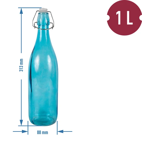 Garrafa de vidro 1 L com fechamento hermético - em várias cores - 2