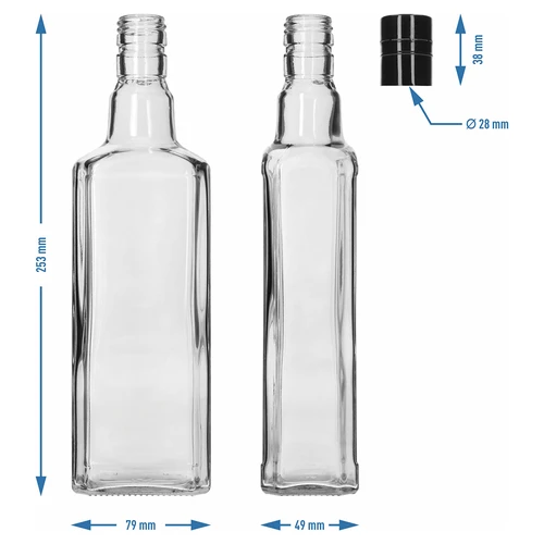 Garrafa decorativa TYNKTURA 0,5 L com tampa de rosca preta longa Ø 28 mm, 1 un. - 5