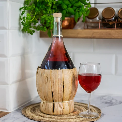Garrafa Fiasco para vinho com entrançado de palha - 2 L - 3