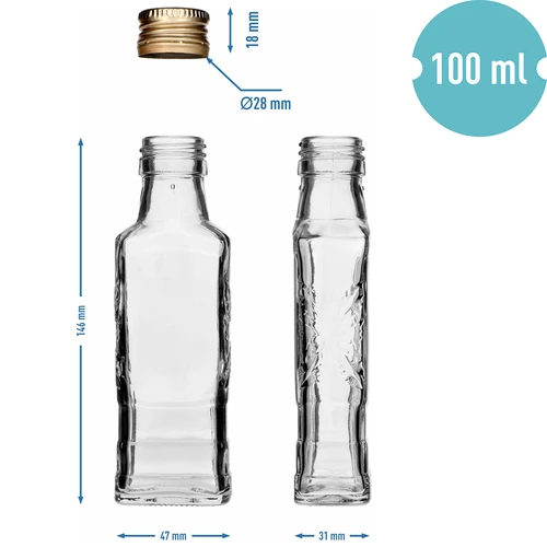 Garrafa Flora 100 ml com tampa roscada Ø28, 8 unidades - 7