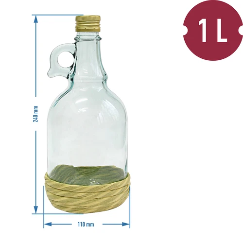 Garrafa Gallone 1 L com revestimento entrançado, com tampa de rosca - 3