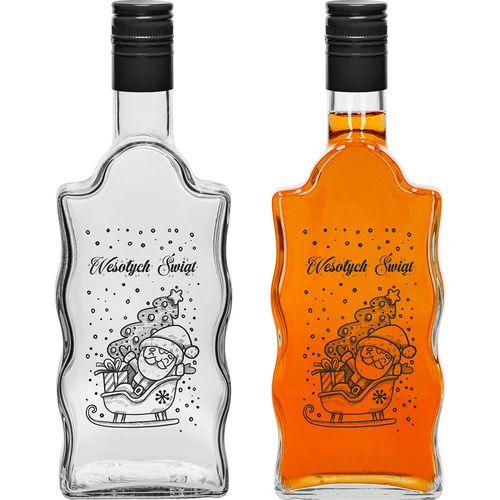 Garrafa Klasztorna 0,5 L com tampa de rosca preta e impressão do Pai Natal - 2