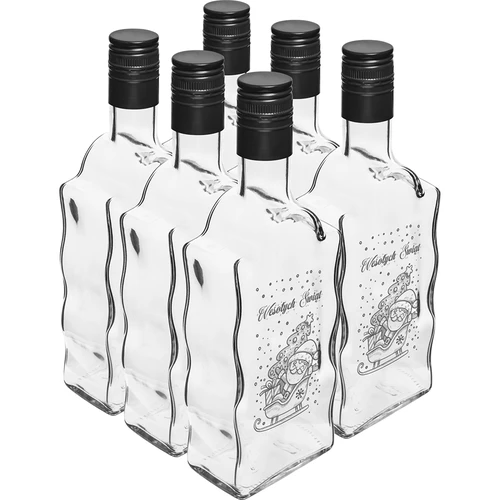 Garrafa Klasztorna 0,5 L com tampa de rosca preta e impressão do Pai Natal - 4