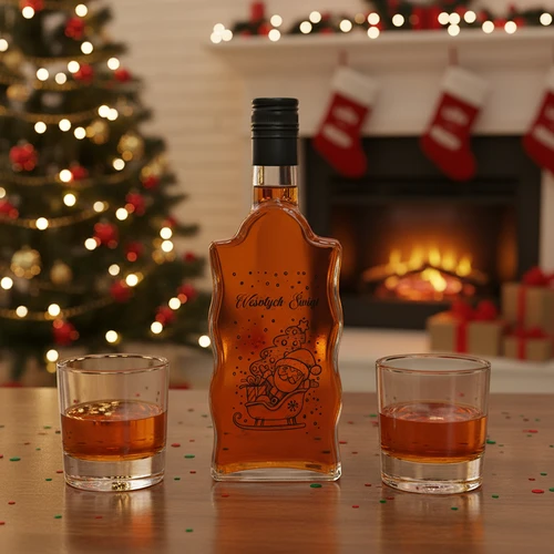 Garrafa Klasztorna 0,5 L com tampa de rosca preta e impressão do Pai Natal - 6