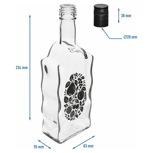 Garrafa Klasztorna 500 ml com tampa de rosca e impressão «Frutos» modelo 1 - 5