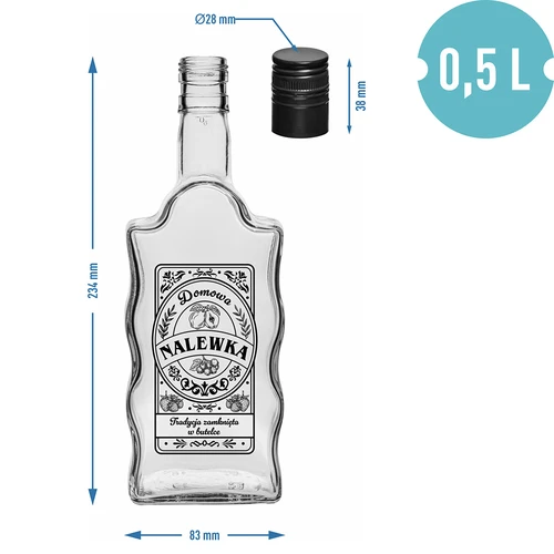 Garrafa Klasztorna 500 ml com tampa de rosca, impressão "Nalewka", 1 un. - 5