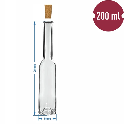 Garrafa para licor 200 ml 6 unid. + 6 rolhas 23/18 - 7