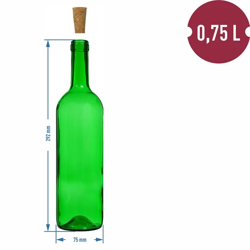 Garrafa para vinho 0,75 L verde - embalagem de 8 unidades - 6