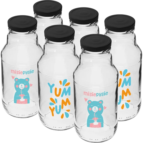 Garrafa twist off 330 ml com tampa fi43 e impressão colorida - 6 peças - 2